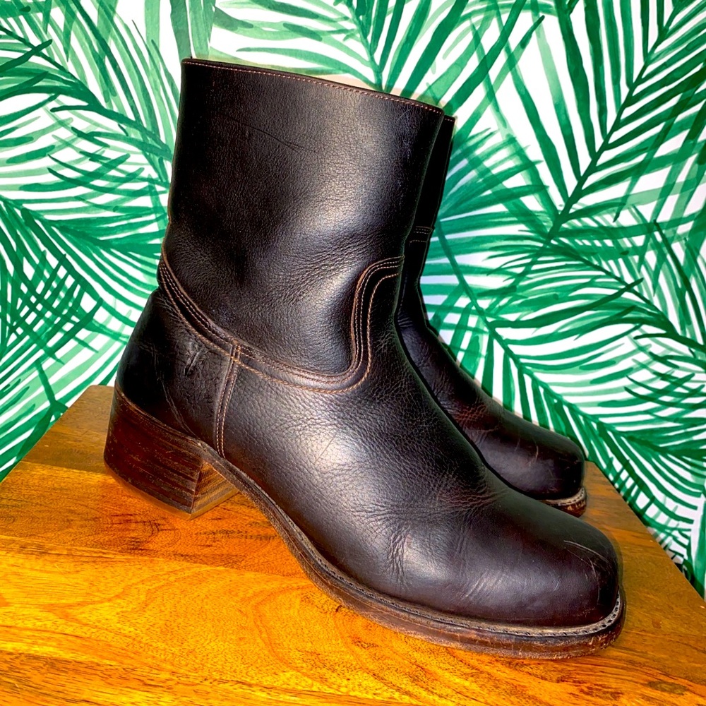 Frye Vintage Dark Brown Leather Campus Boots Short 11.5 M